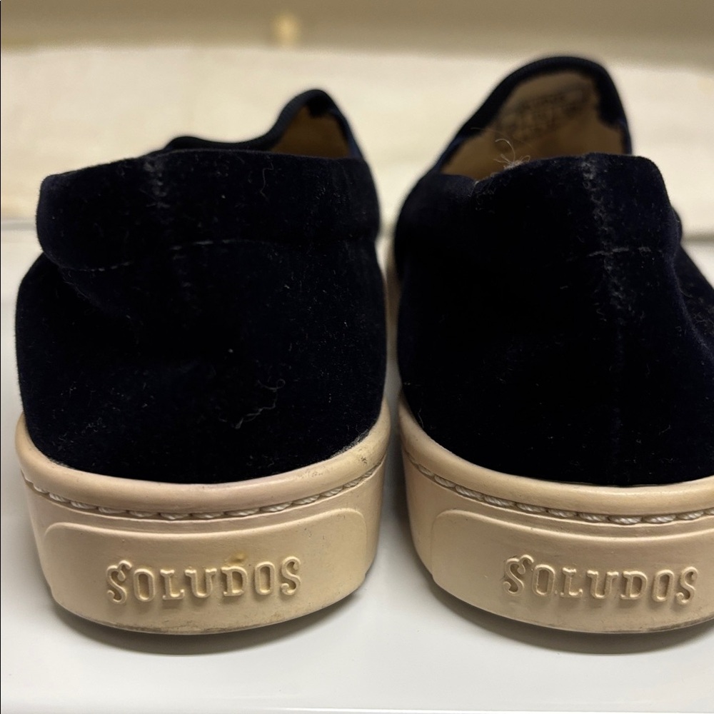 Soludos Navy Velvet Alpaca Embroidered Sneakers - Picture 2 of 5